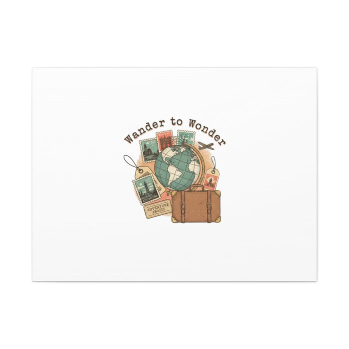 Wander to Wonder travel postcard wall art | Canvas Canvas Printify 40" x 30" (Horizontal) 1.25" 
