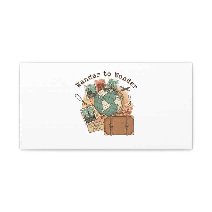 Wander to Wonder travel postcard wall art | Canvas Canvas Printify 20" x 10" (Horizontal) 1.25" 