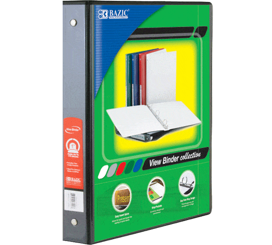 1.5 inch View Binder 3-Ring-Black schoollistdone.com 