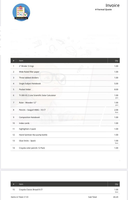 7th Grade - WS schoollistdone.com 