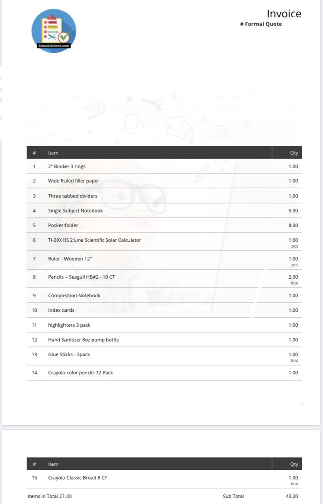7th Grade - WS schoollistdone.com 