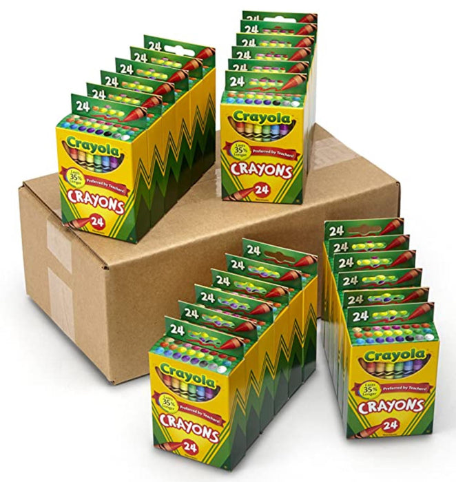 Crayola Crayons 24ct - 24 Boxes Bulk Deal schoollistdone.com 
