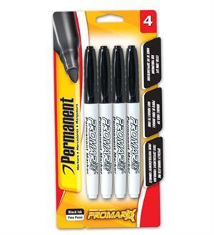 Permanent Black Marker Fine Point 4ct Black schoollistdone.com 