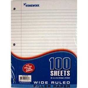 Wide Ruled Filler Paper schoollistdone.com 