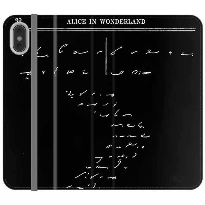 Down the Rabbit Hole schoollistdone.com Premium Folio Wallet Satin Case (Clear PC Insert) iPhone XS Max 
