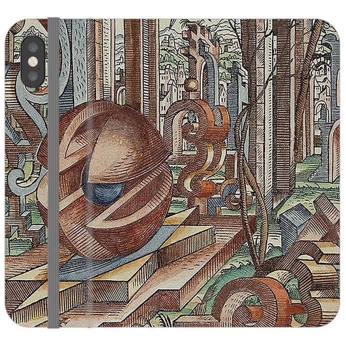 Geometric Jungle schoollistdone.com Premium Folio Wallet Satin Case (Clear PC Insert) iPhone XS 