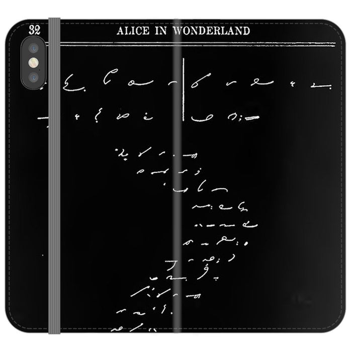Down the Rabbit Hole schoollistdone.com Premium Folio Wallet Satin Case (Clear PC Insert) iPhone X 