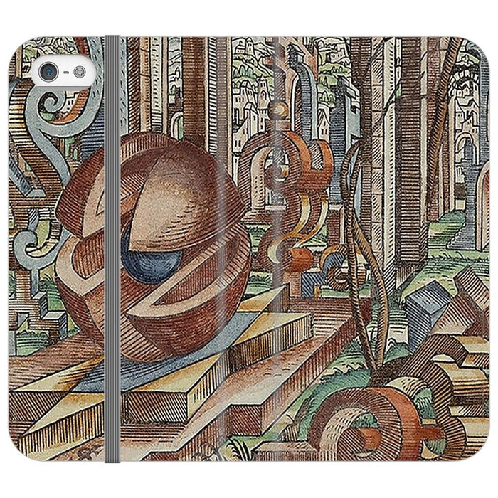 Geometric Jungle schoollistdone.com Premium Folio Wallet Satin Case iPhone SE 