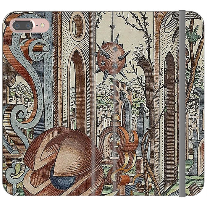Geometric Jungle schoollistdone.com Premium Folio Wallet Satin Case (Clear PC Insert) iPhone 7 Plus 