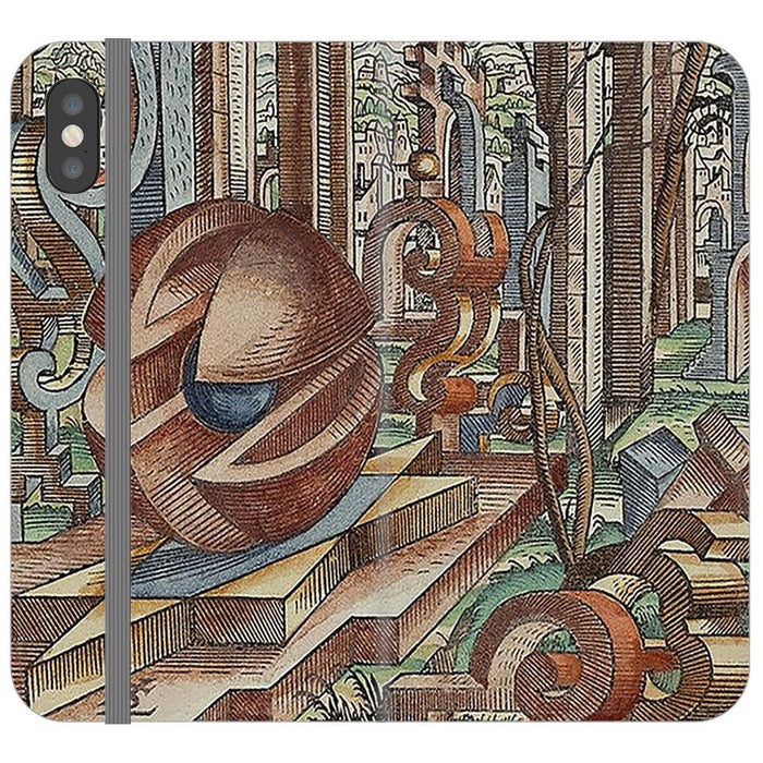 Geometric Jungle schoollistdone.com Premium Folio Wallet Satin Case (Clear PC Insert) iPhone X 